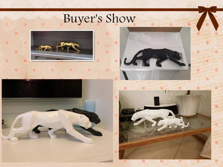 Large Geometric Panther Statue – Abstract Resin Leopard for Home Office Decor