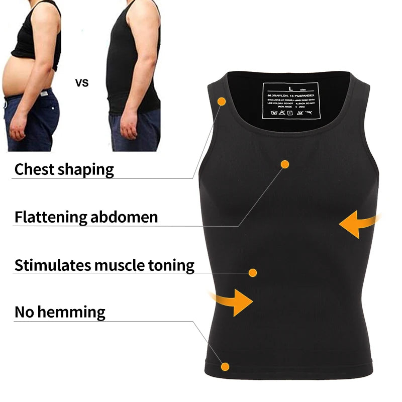 Compression Tank Top – Abdomen Slimming Body Shaper for Gynecomastia Support