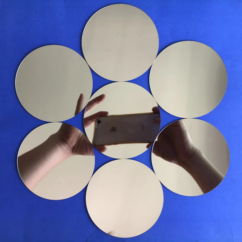 Round Acrylic Mirror Wall Stickers – 100mm Decorative Adhesive Home Decor