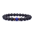 Lava Stone and Wood Bead Bracelet – 8mm Tibetan Buddha Jewelry for Men and Women