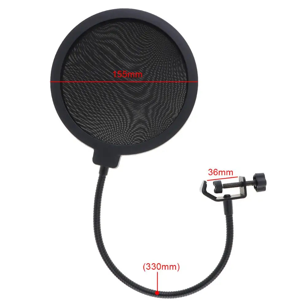 Double Layer Pop Filter – Flexible Mic Wind Screen for Studio Recording