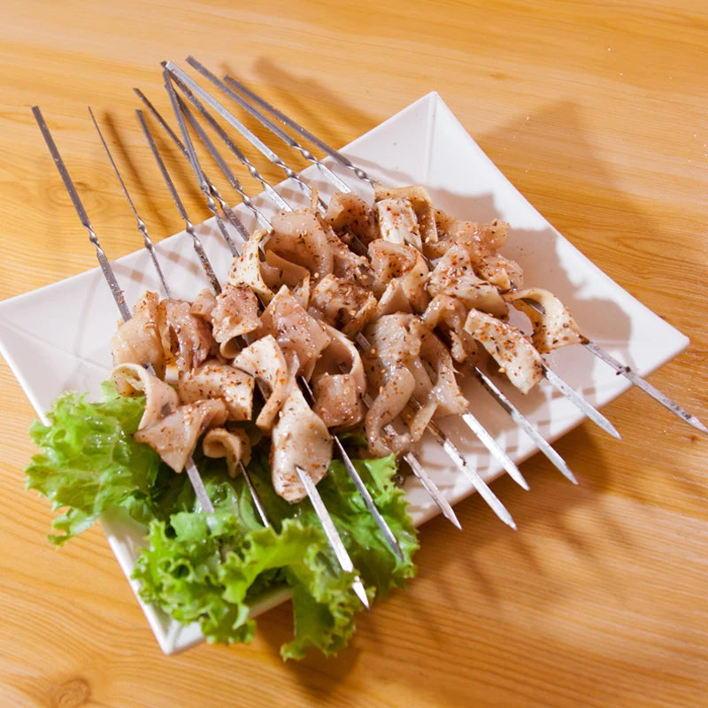 Stainless Steel Barbecue Skewers – Reusable Metal Kebabs for Outdoor Cooking