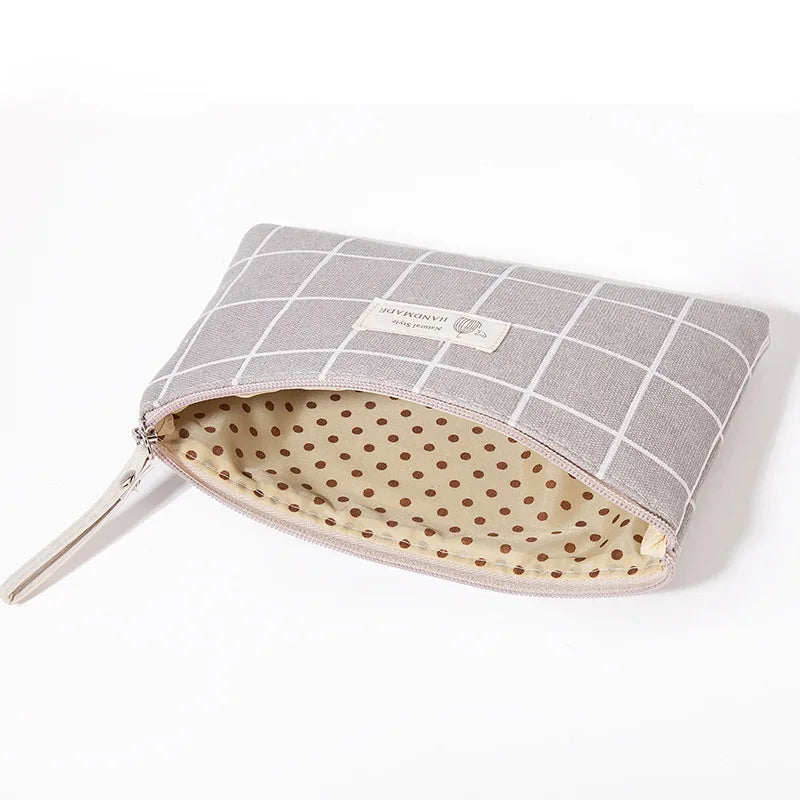 Canvas Small Cosmetic Bag – Portable Makeup Organizer for Travel