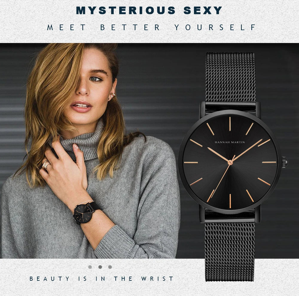 Rose Gold Stainless Steel Watch – Japan Quartz Waterproof for Ladies