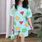 Crayon Shin-chan Cotton Pajama Set – Summer Sleepwear for Couples