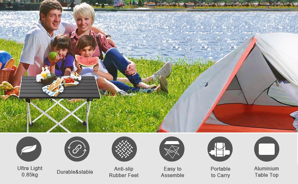 Portable Aluminum Camping Table – Foldable Outdoor Desk for Picnic and BBQ