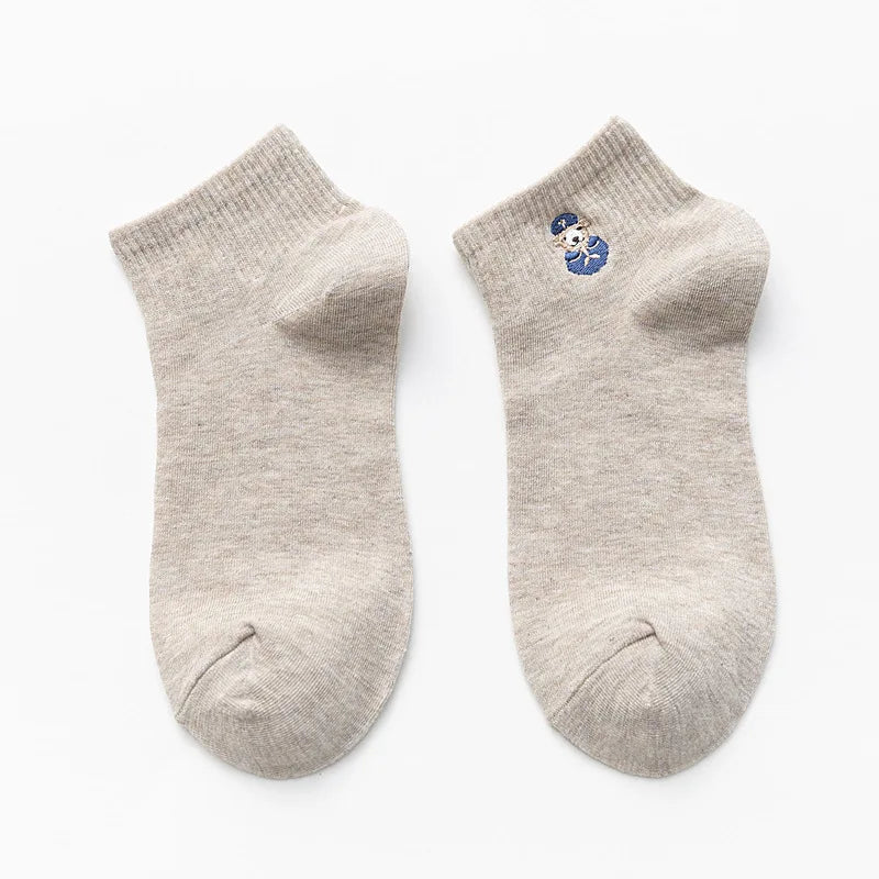 Embroidered Cotton Animal Socks – Kawaii Casual Streetwear for Women