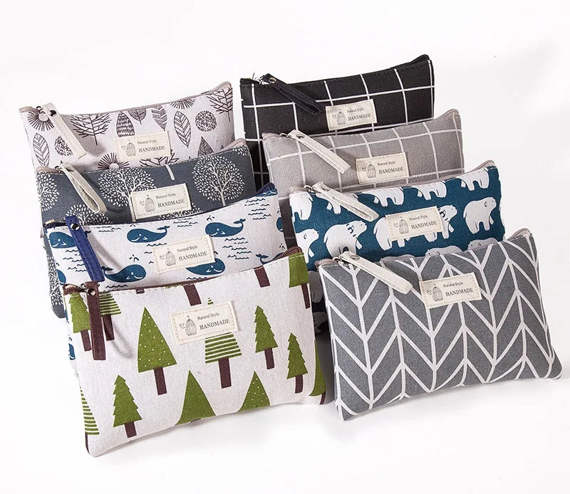 Canvas Small Cosmetic Bag – Portable Makeup Organizer for Travel