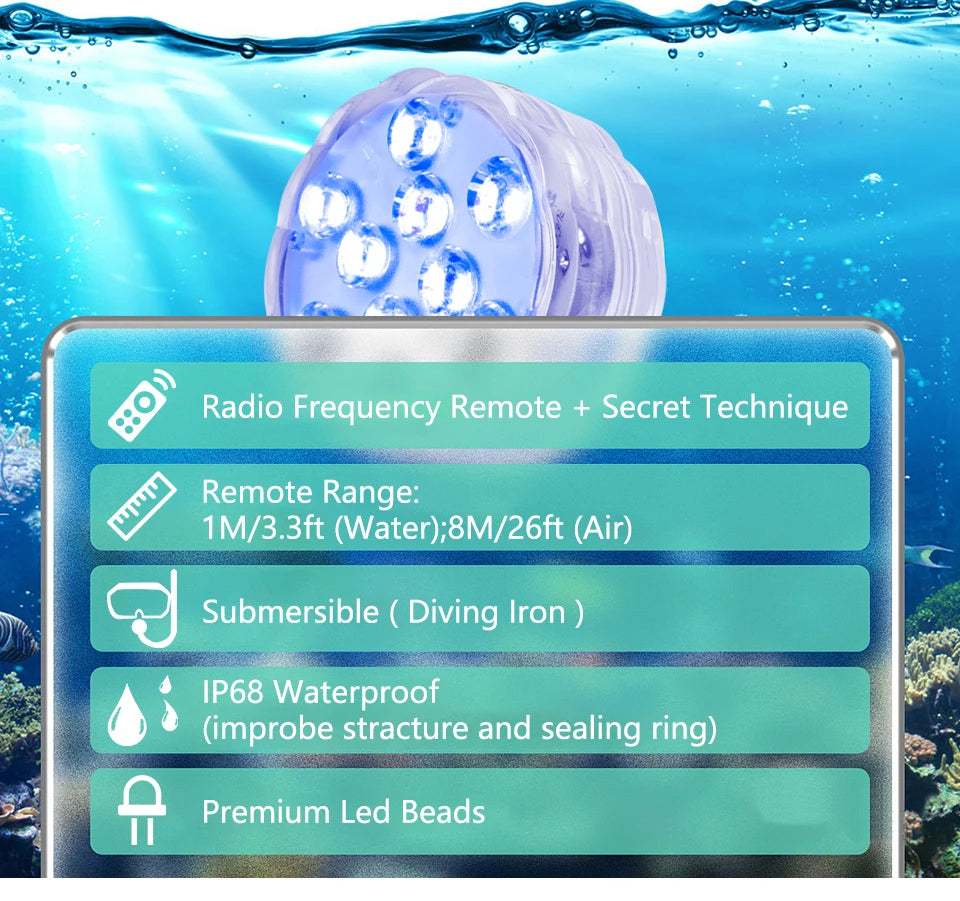 RGB Underwater LED Light – Remote Controlled Lamp for Swimming Pools and Aquariums
