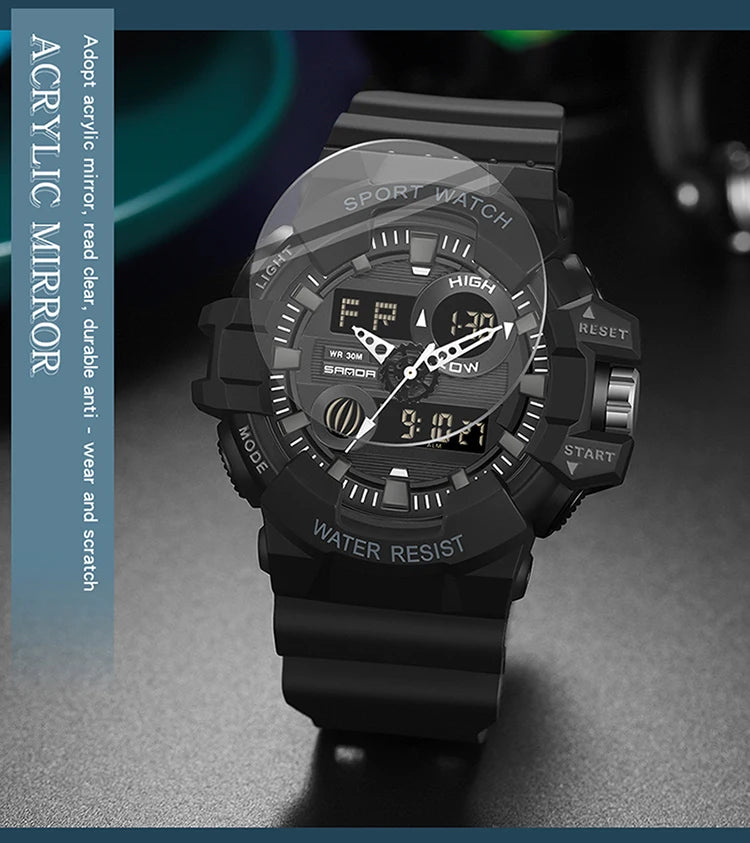 Digital Sports Watch – Waterproof LED Military Timepiece for Outdoor Men