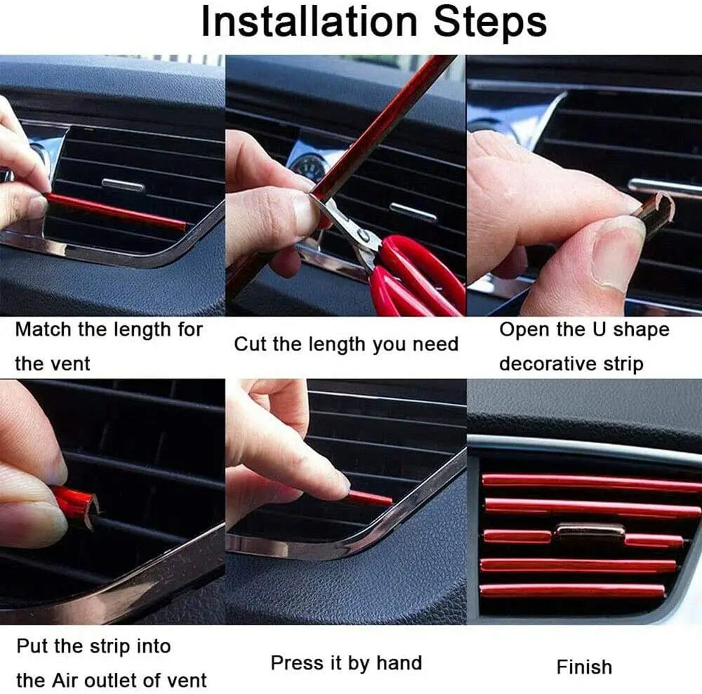 Car Air Vent Trim Strips – U Style Interior Decoration for Auto Dashboard