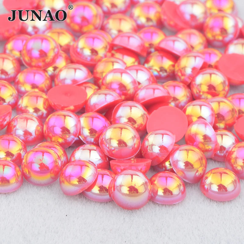 White AB Flatback Pearls – Assorted Size Beads for DIY Crafts and Jewelry