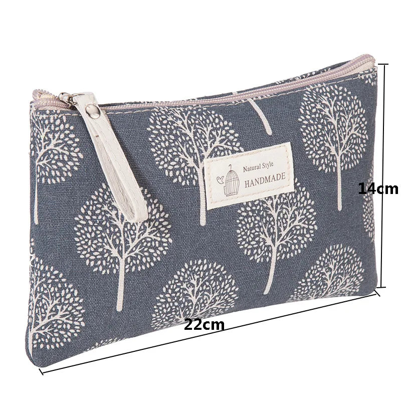 Canvas Small Cosmetic Bag – Portable Makeup Organizer for Travel