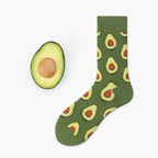 Novelty Food Print Crew Socks – Funny Cartoon Cotton Socks for Casual Wear