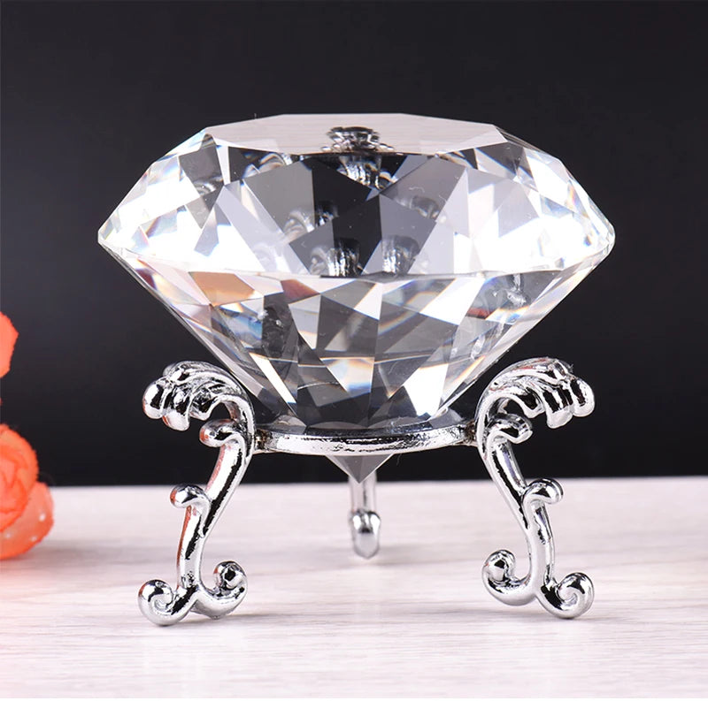 Clear Crystal Diamond Ornament – Glass Home Decor for Wedding and Gifts