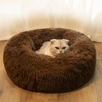 Round Plush Pet Bed – Soft Warm Dog House for Large and Medium Pets