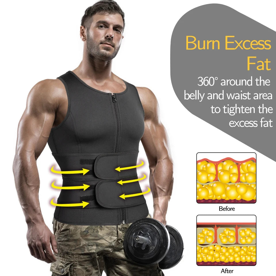 Men Sweat Sauna Vest – Neoprene Body Shaper for Gym Weight Loss