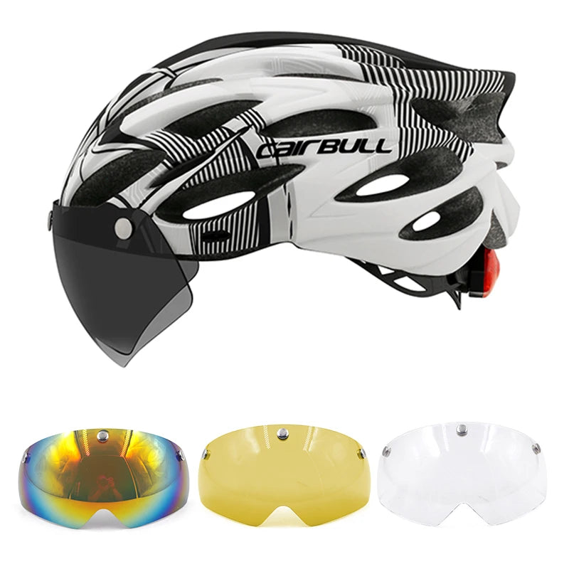 Adjustable Cycling Helmet – LED Light Visor for Road and Mountain Bike