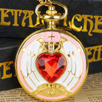 Red Sakura Pocket Watch – Vintage Anime Cosplay Accessory for Women