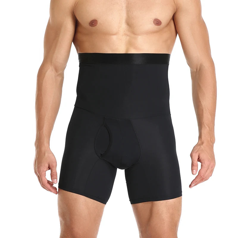 High Waist Compression Shorts – Tummy Control Body Shaper for Men