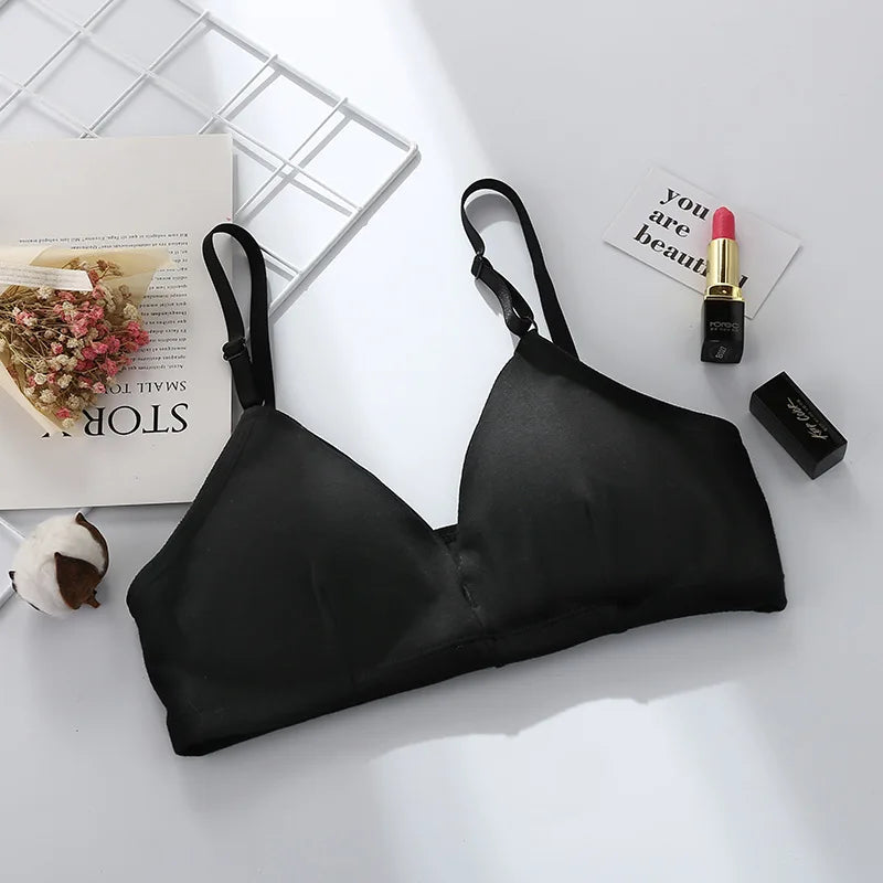 Seamless Cotton Push Up Bra – Wireless V-Neck Comfort Lingerie for Women
