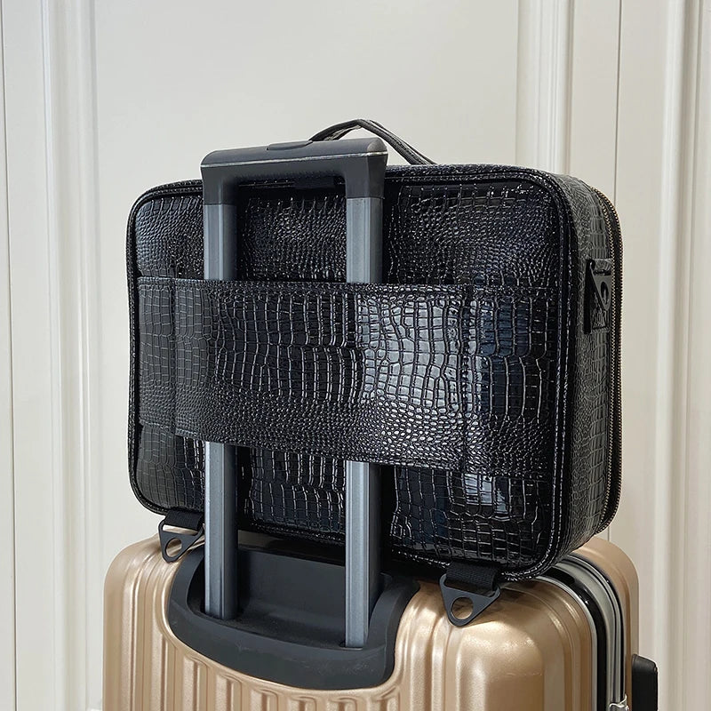 Large PU Leather Makeup Case – Professional Storage for Travel and Cosmetics