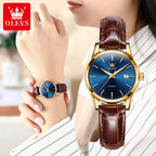 OLEVS Quartz Wristwatch – Leather Strap for Business Casual Wear