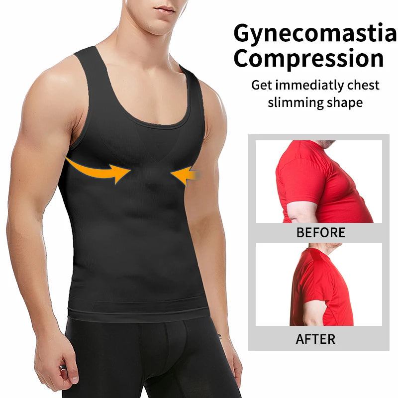 Compression Tank Top – Abdomen Slimming Body Shaper for Gynecomastia Support