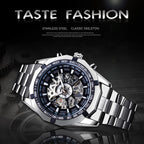 Skeleton Mechanical Watch – Stainless Steel Waterproof Accessory for Men
