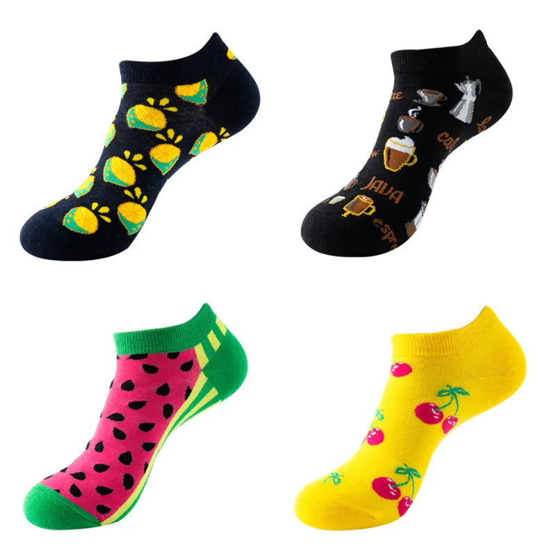 Avocado Cotton Boat Socks – Funny Fruit Pattern for Men and Women