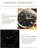 OLEVS Quartz Wristwatch – Leather Strap for Business Casual Wear