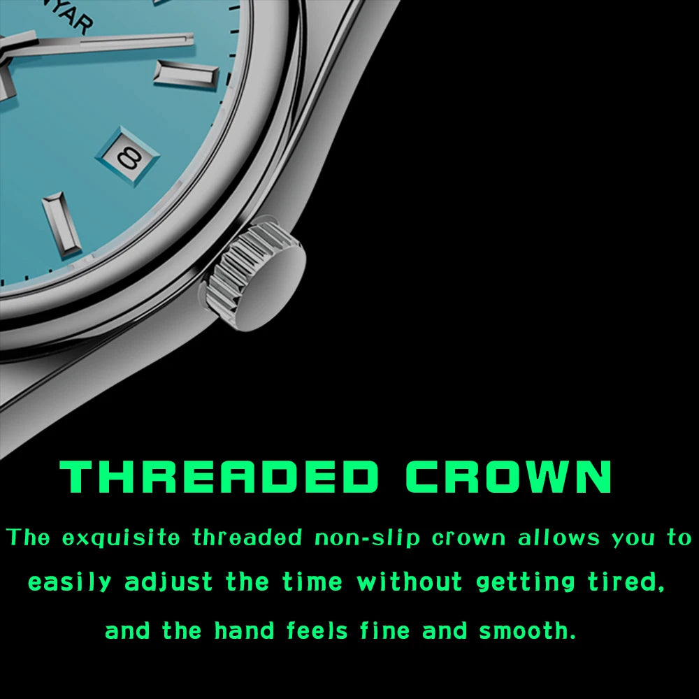 Stainless Steel Mechanical Watch – 10Bar Waterproof for Diving and Sports