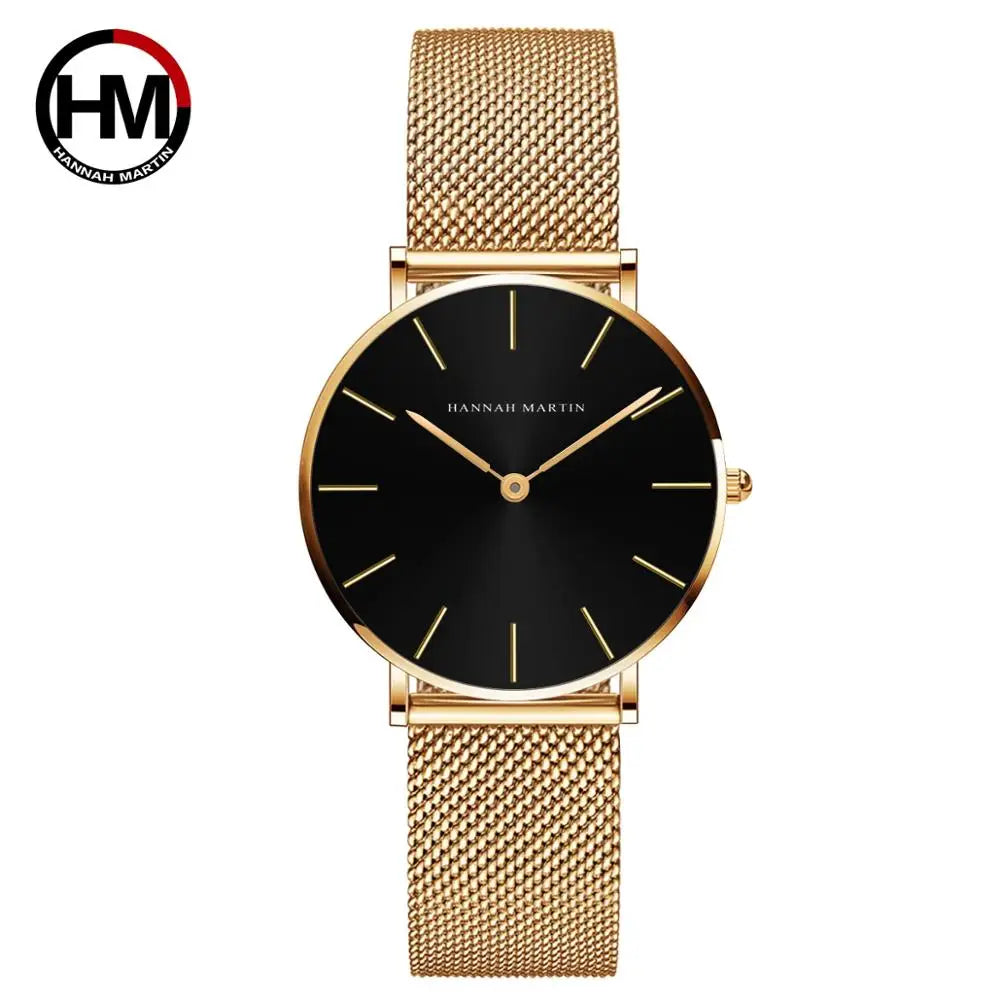 Rose Gold Stainless Steel Watch – Japan Quartz Waterproof for Ladies