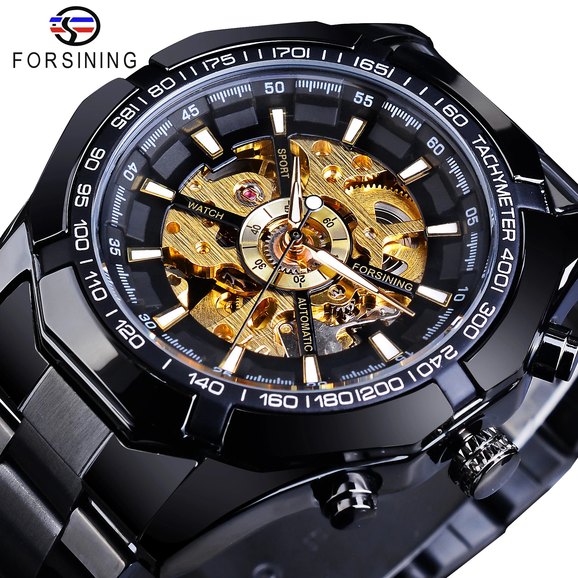 Skeleton Mechanical Watch – Stainless Steel Waterproof Accessory for Men