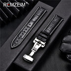 Genuine Calfskin Leather Watch Strap – Butterfly Buckle for Business