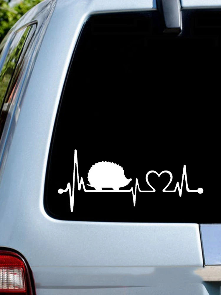 Hedgehog Heartbeat Vinyl Decal – Waterproof Sticker for Cars and Laptops