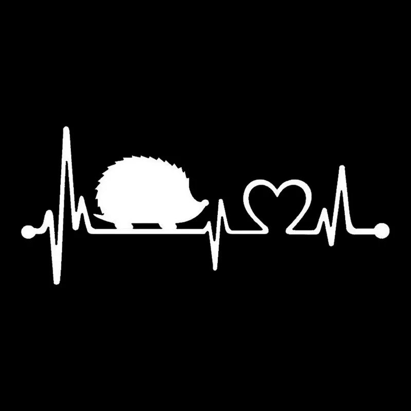 Hedgehog Heartbeat Vinyl Decal – Waterproof Sticker for Cars and Laptops