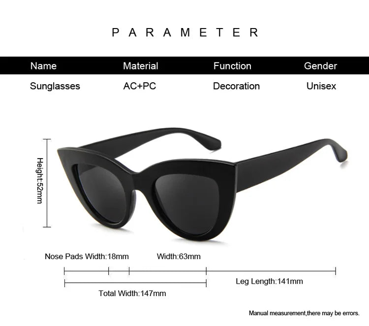 Retro Cat Eye Sunglasses – Oversized Plastic Frames for Women Fashion