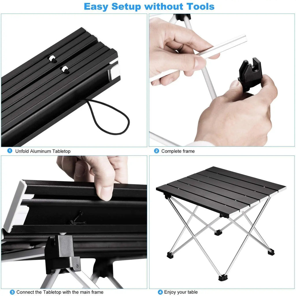 Portable Aluminum Camping Table – Foldable Outdoor Desk for Picnic and BBQ