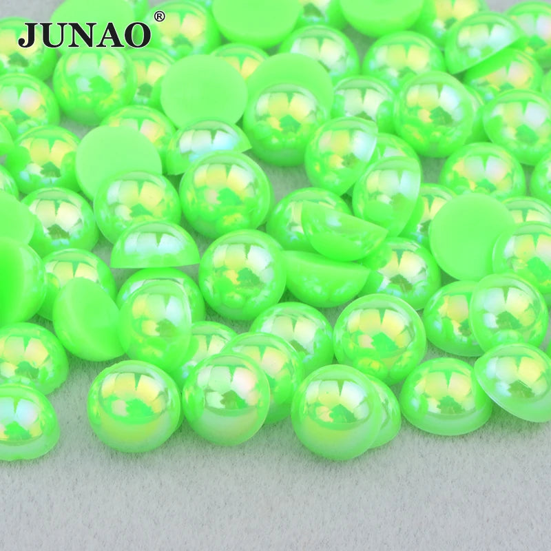 White AB Flatback Pearls – Assorted Size Beads for DIY Crafts and Jewelry