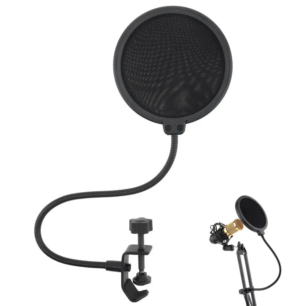 Double Layer Pop Filter – Flexible Mic Wind Screen for Studio Recording