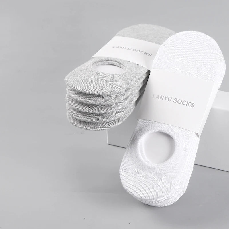 Invisible Cotton Boat Socks – Non-Slip Silicone Ankle Liners for Men