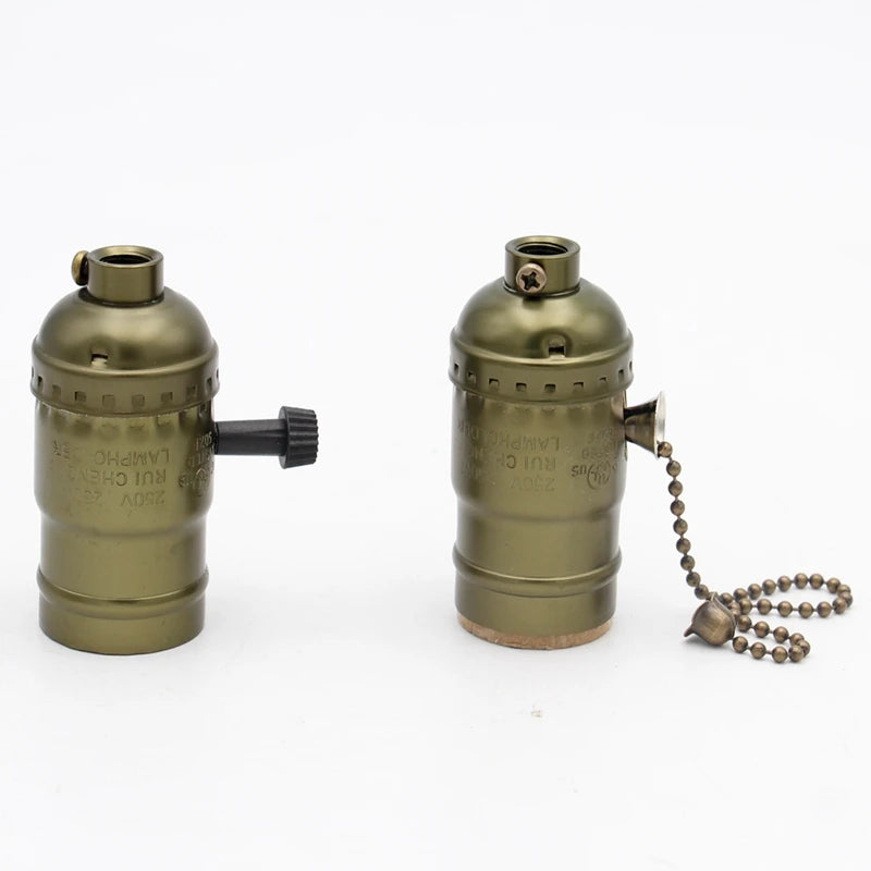 Vintage E26 E27 Lamp Socket – Pull Chain and Knob Switch for Lighting Fixtures