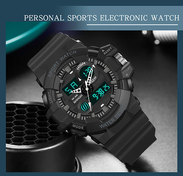 Digital Sports Watch – Waterproof LED Military Timepiece for Outdoor Men