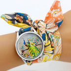 Fabric Wristwatch – Silver Quartz Analog Timepiece for Women