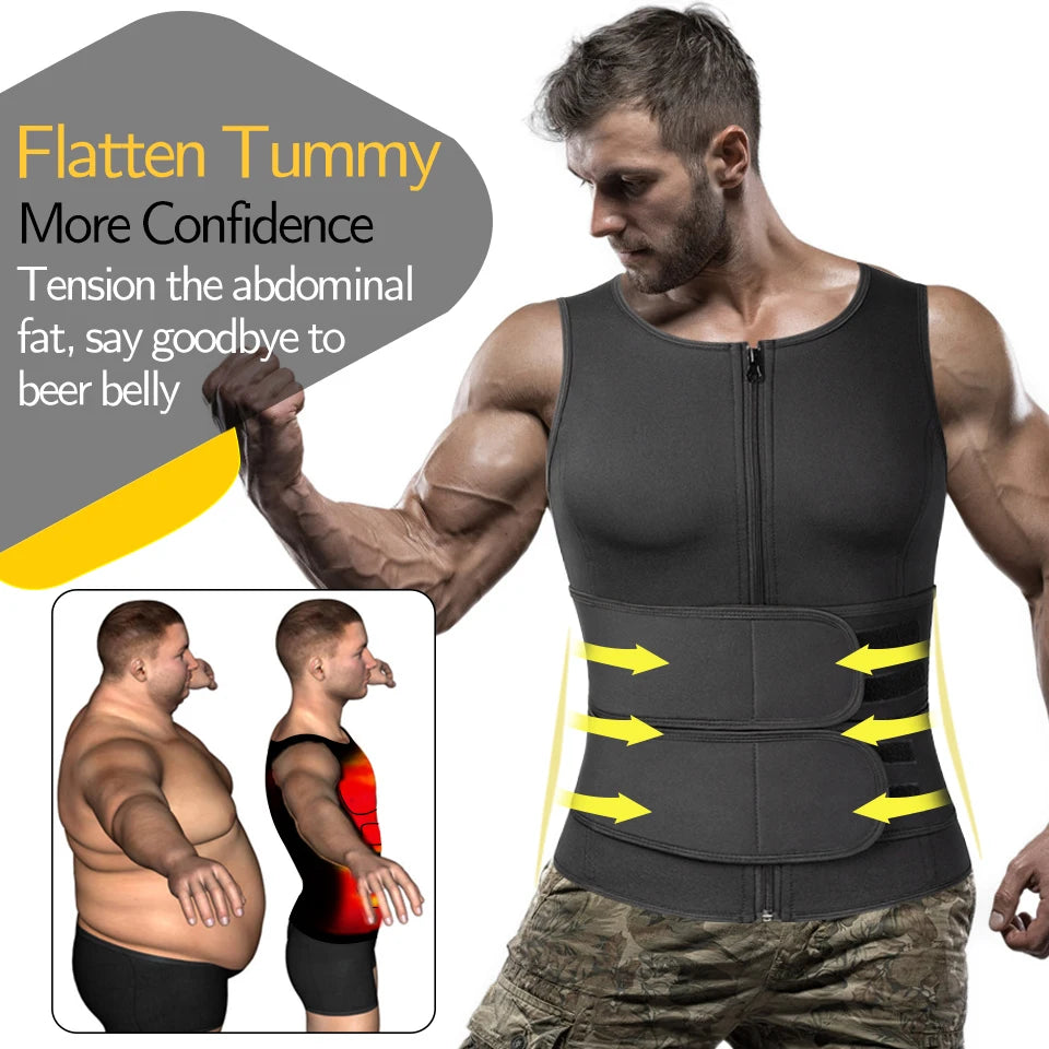 Men Sweat Sauna Vest – Neoprene Body Shaper for Gym Weight Loss