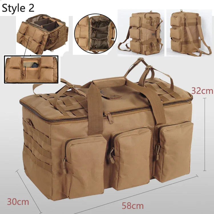 55L Tactical Duffel Backpack – Large Men's Bag for Hiking Travel and Gym