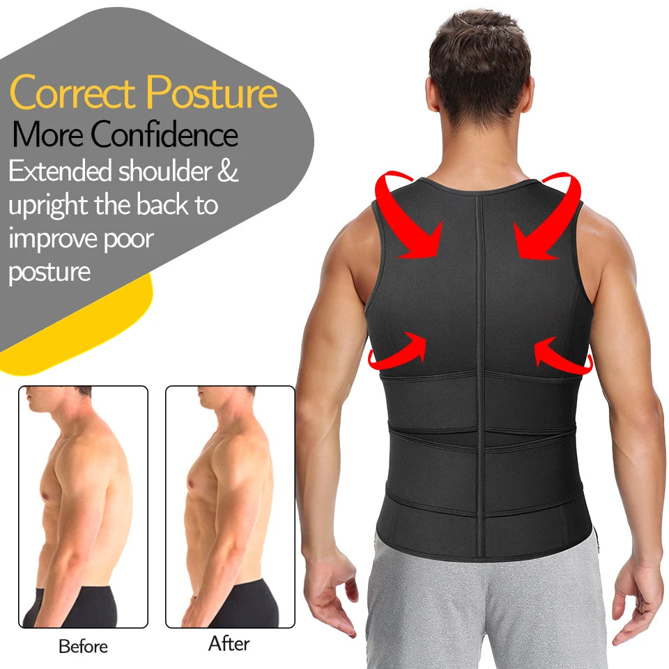 Men Sweat Sauna Vest – Neoprene Body Shaper for Gym Weight Loss