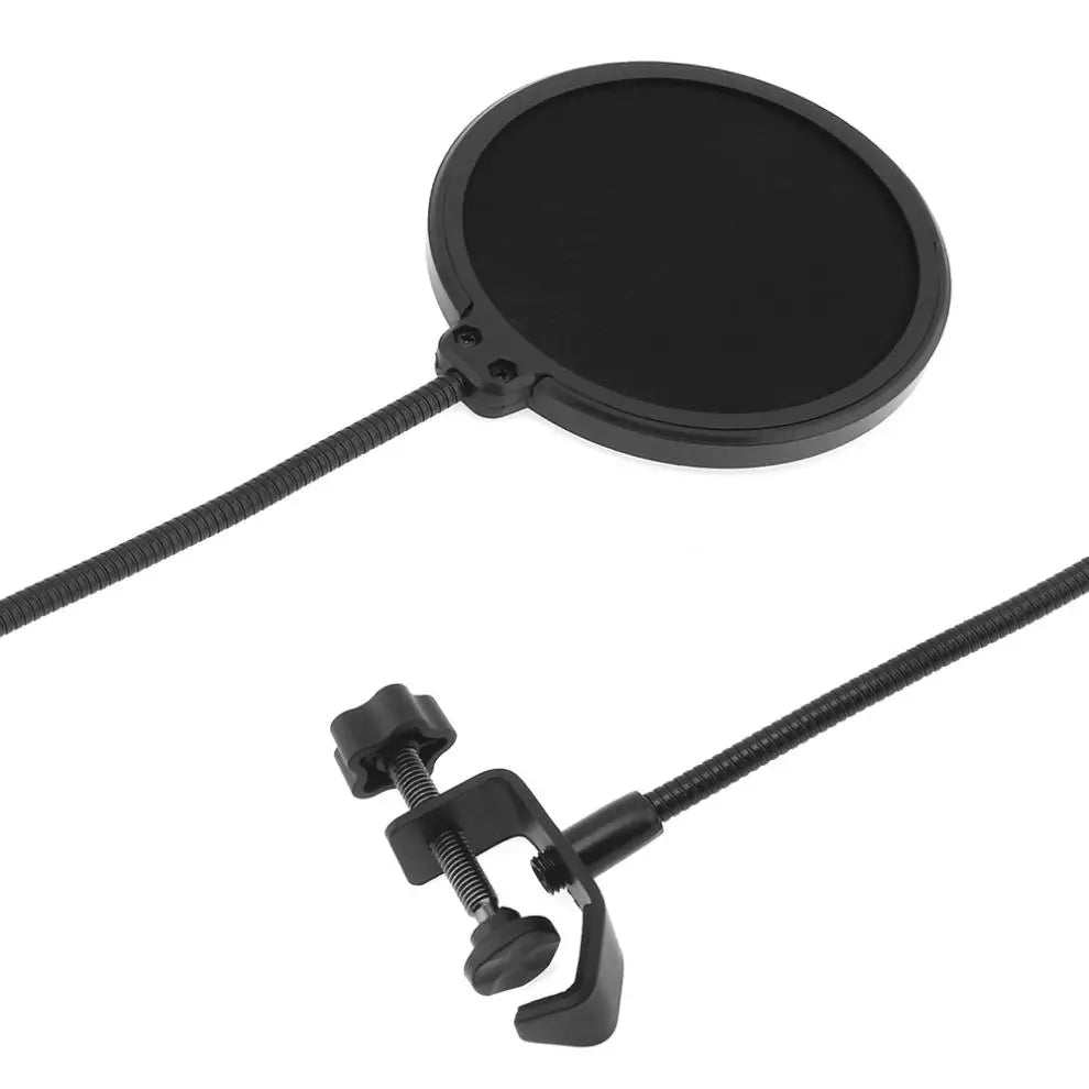 Double Layer Pop Filter – Flexible Mic Wind Screen for Studio Recording