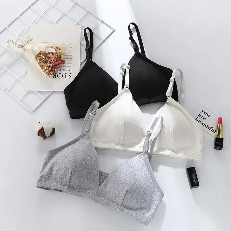 Seamless Cotton Push Up Bra – Wireless V-Neck Comfort Lingerie for Women